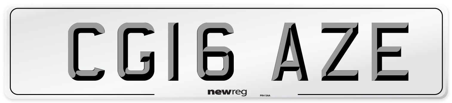 CG16 AZE Number Plate from New Reg
